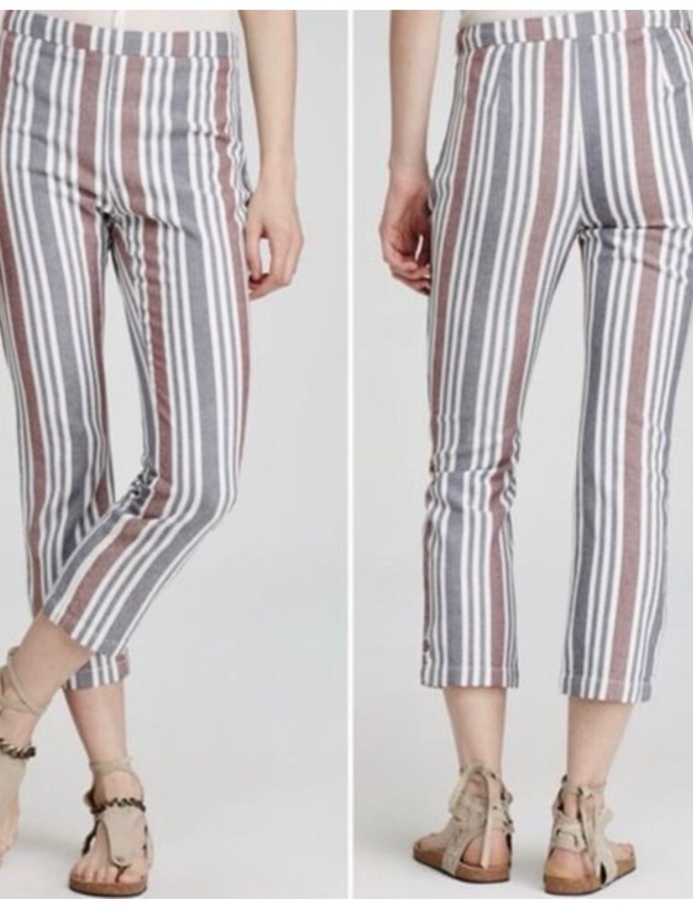 Free People Stripe Mod Linen Trousers NWT